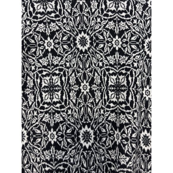 J Jill‎ Black White Floral Pattern Long Sleeve Top Sweater L 100% Cotton - Picture 2 of 5